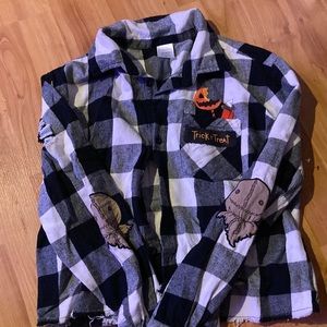 A plad trick or treat button up